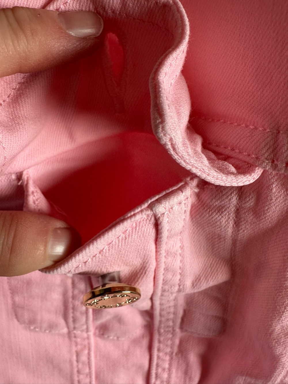 Lilly Pulitzer Pastel Pink Laylani Denim Jacket - Gold Buttons Size Large - Picture 7 of 12